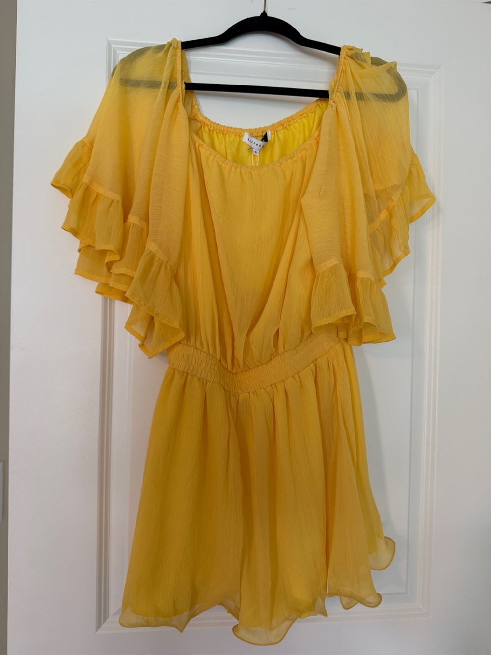 Endless Rose NWT Yellow Ruffle Sleeve Chiffon Romper
